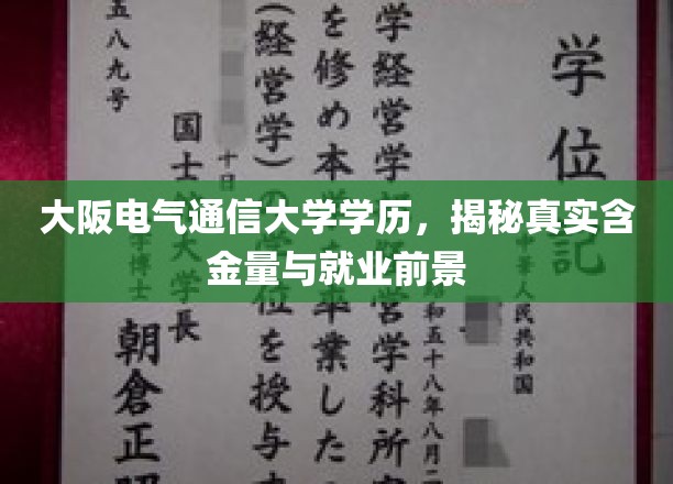 大阪电气通信大学学历揭秘：真实含金量与就业前景