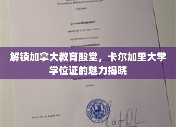 加拿大教育殿堂的神秘面纱，卡尔加里大学学位证的独特魅力一探究竟