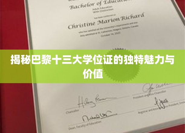 巴黎十三大学位证，见证非凡成就的艺术之作