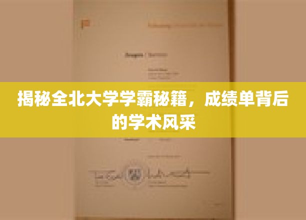 北大学霸养成记，揭秘全北学子成绩单背后的智慧之光