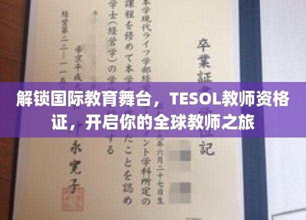 跨足全球教育领域，TESOL教师资格证助你成为国际教育舞台上的明星导师