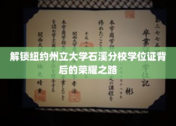 探寻纽约州立大学石溪分校学位证的光荣印记