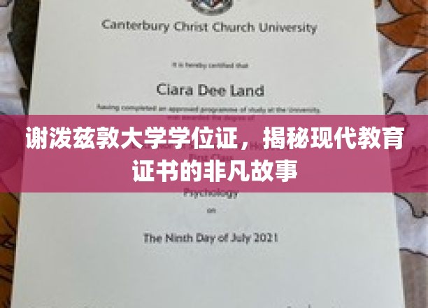 谢泼兹敦大学学位证，探寻现代教育证书背后的传奇之旅