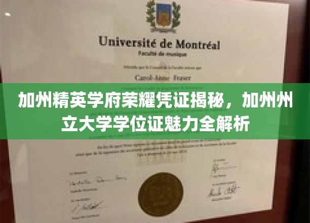 解码加州精英学府，加州州立大学学位证背后的荣耀与魅力