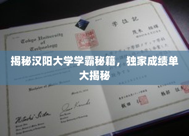 揭秘汉阳大学学霸养成记，成绩单背后的独家秘诀
