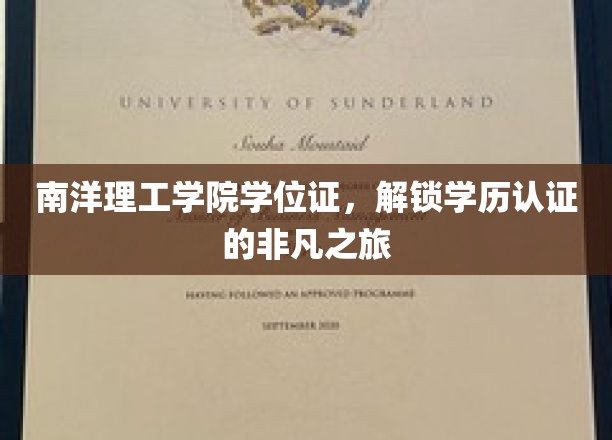解码南洋理工学院，学历认证之旅的非凡启程
