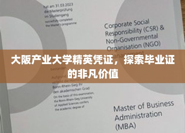 解锁大阪产业大学毕业证背后的卓越魅力