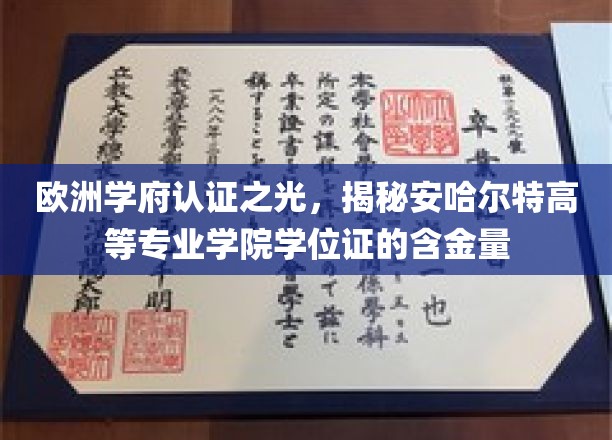 德意志荣耀殿堂，探秘安哈尔特学院学位证书的非凡价值