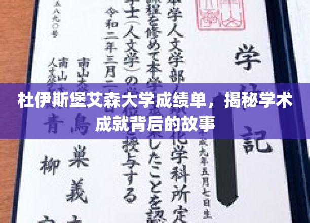 杜艾大学学霸养成记，揭秘杜伊斯堡艾森学子非凡成绩背后的秘密