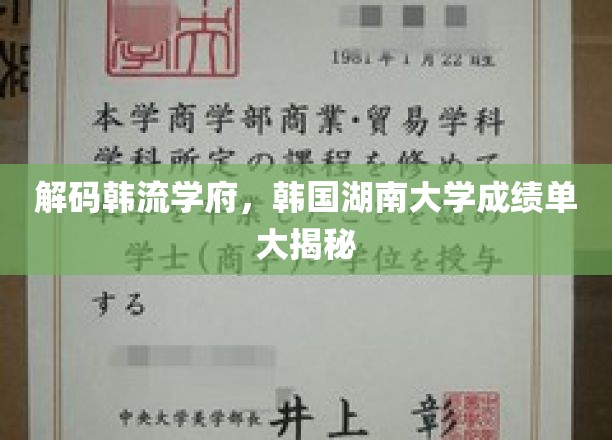 解码韩流学府，韩国湖南大学成绩单大揭秘