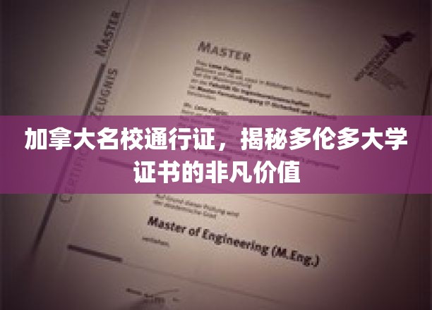 解锁加拿大顶级学府钥匙，多伦多大学证书的非凡魅力