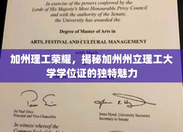 加州理工荣耀，揭秘加州州立理工大学学位证的独特魅力