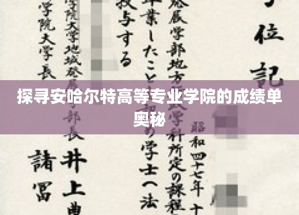 探寻安哈尔特高等专业学院的成绩单奥秘