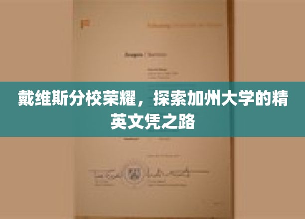 加州戴维斯荣耀启航，揭秘加州大学文凭的精英之旅