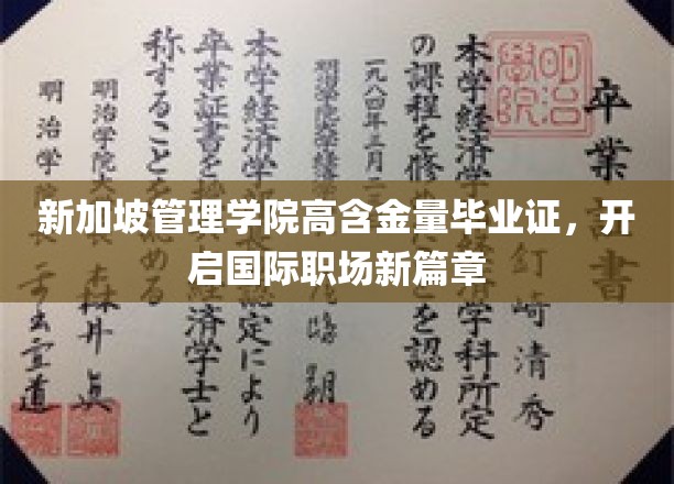 新加坡管理学院高含金量毕业证，开启国际职场新篇章