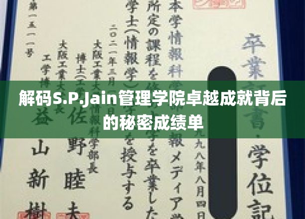 S.P.Jain管理学院，揭秘其卓越成就背后的惊人成绩单