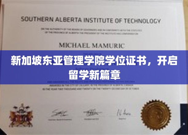 留学新起点，新加坡东亚管理学院学位证书引领未来征程