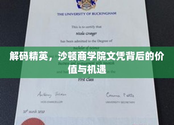 沙顿商学院文凭，揭开职场精英的崛起密码