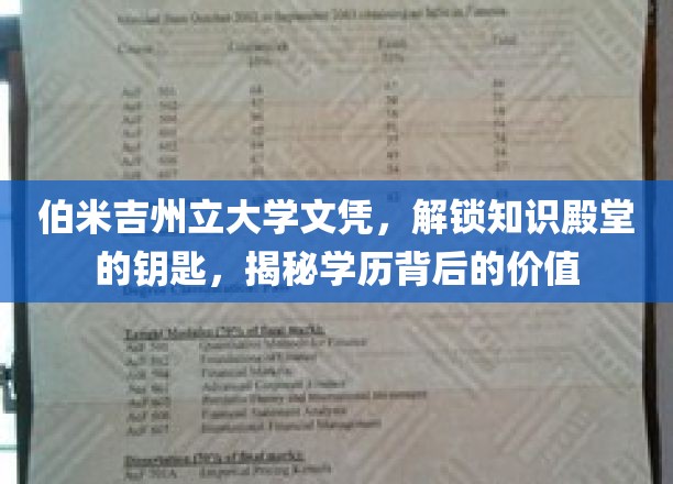 学历通行证，伯米吉州立大学文凭，开启智慧之门的价值解码