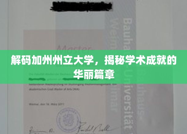 探寻加州州立大学，揭开辉煌学术成就的面纱