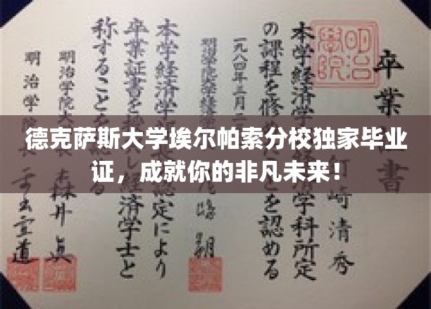 德克萨斯大学埃尔帕索分校荣耀毕业证，开启非凡人生新篇章