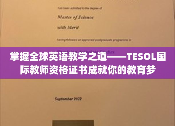 解锁世界英语教育舞台——TESOL国际教师资格证助你成就卓越教师人生