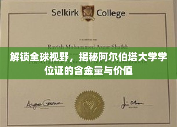 解锁全球视野，一探究竟：阿尔伯塔大学学位证的含金量与价值