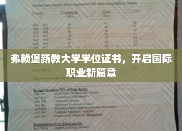 弗赖堡新教大学证书，助你跨越职场新门槛