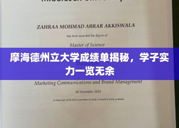 摩海德州立大学学霸实力大揭秘，成绩单背后的学子风采