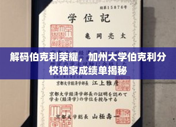 解码伯克利荣耀，加州大学伯克利分校独家成绩单揭秘