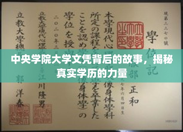 中央学院大学文凭的传奇之路，揭开学历背后的真实力量与故事
