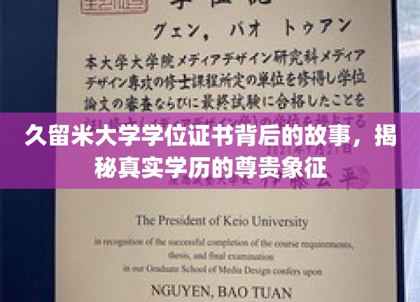 探寻久留米大学学位证书，揭秘学历的珍贵印记