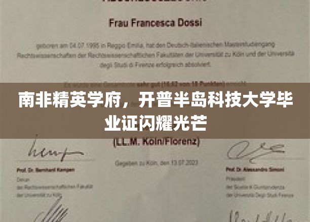 开普半岛科技大学荣耀毕业，精英学子证书闪耀南非教育界