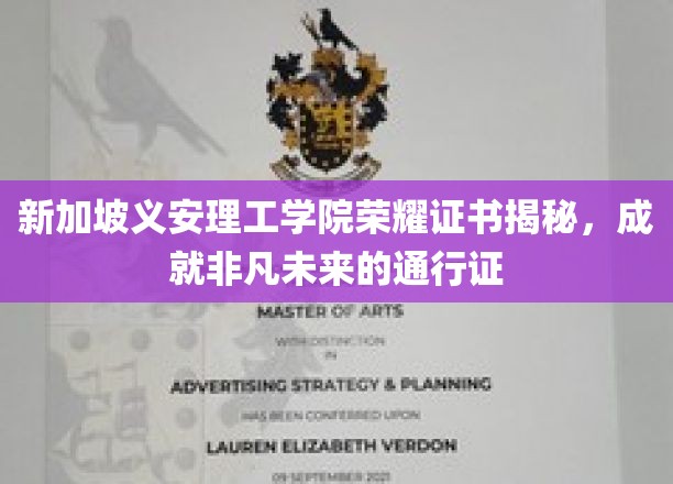 义安理工学院荣耀证书大揭秘，开启非凡未来的独特钥匙