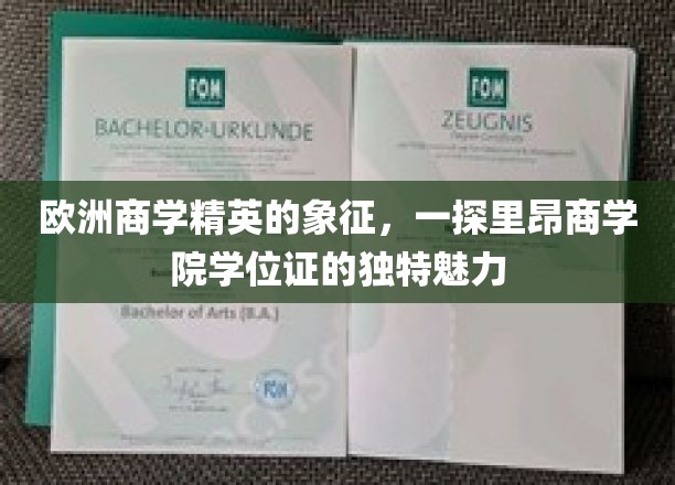 欧洲商学精英的象征，一探里昂商学院学位证的独特魅力