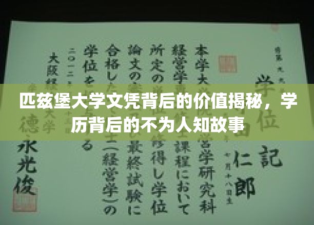 匹兹堡大学文凭背后的价值揭秘，学历背后的不为人知故事