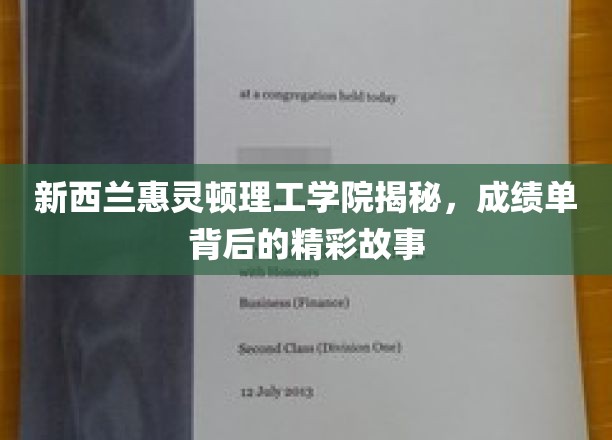 解码惠灵顿理工学院，揭开成绩单背后的传奇篇章