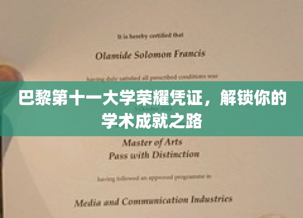 解锁学术巅峰，巴黎第十一大学荣誉证书，见证你的卓越旅程
