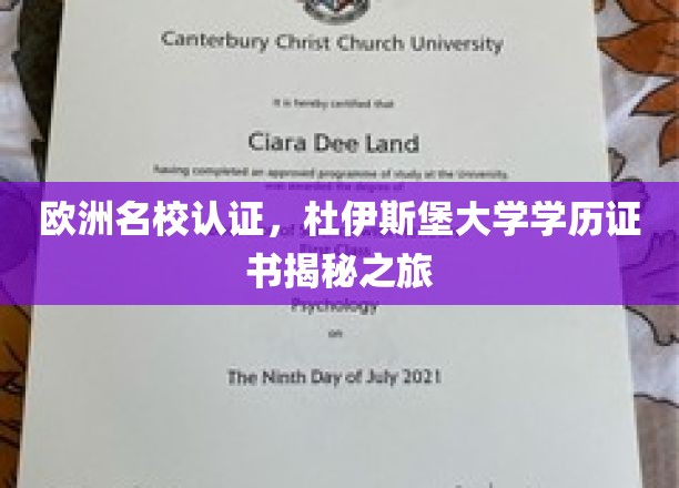 揭开杜伊斯堡大学学历证书的欧洲名校认证之旅