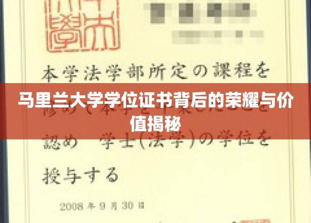马里兰大学学位证书，揭开荣耀背后的非凡价值面纱