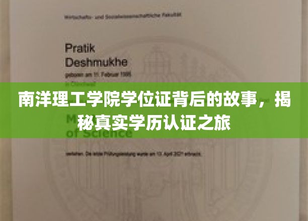 探寻南洋理工学院学位证之谜，一场学历认证的深度揭秘之旅