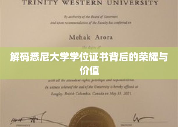 解码悉尼大学学位证书背后的荣耀与价值