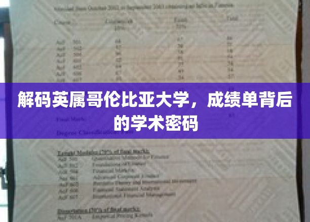 揭开英属哥伦比亚大学成绩单的神秘面纱