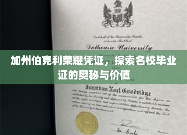解码加州伯克利荣耀，毕业证的非凡奥秘与珍贵价值