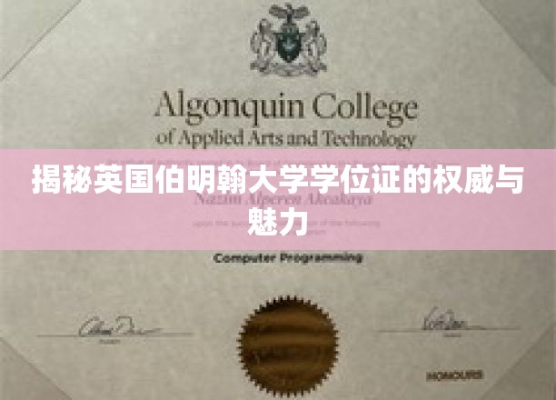 揭秘英国伯明翰大学学位证的权威与魅力