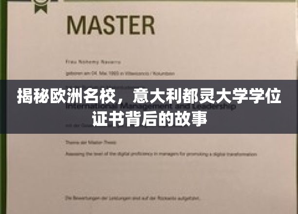 揭秘欧洲名校，意大利都灵大学学位证书背后的故事