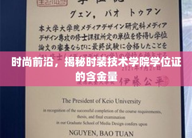 时尚尖端揭秘，时装技术学院学位证的价值与魅力