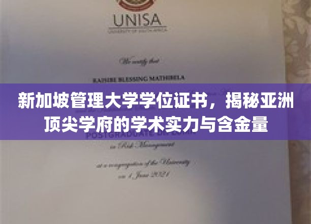 新加坡管理大学证书，彰显亚洲教育高峰的学术魅力与价值