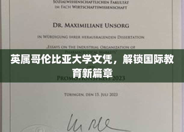 英属哥伦比亚大学文凭，开启国际教育新篇章