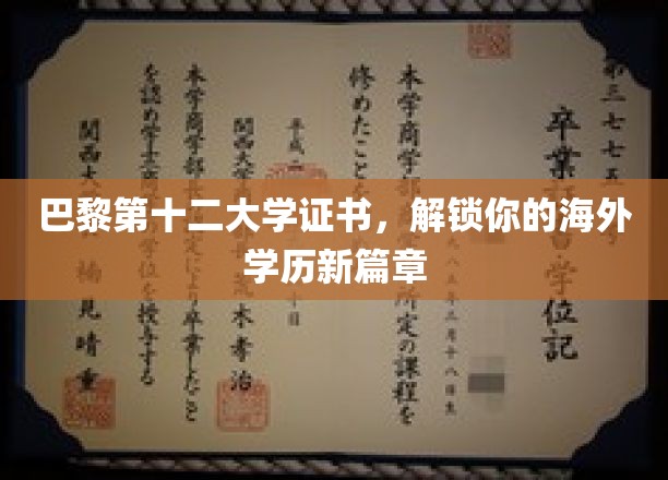 巴黎第十二大学证书，开启国际学术之旅新纪元